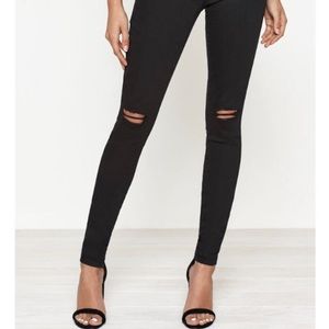 Black Highrise Ripped Jeans, Sizs 25 Skinny Ankle